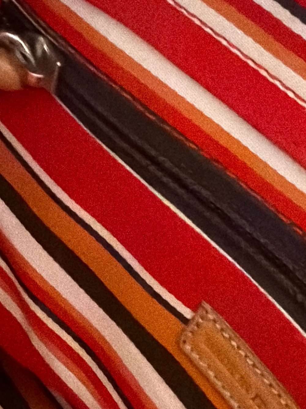 kate spade Red Canvas and Tan Leather Tote - Picture 2 of 4